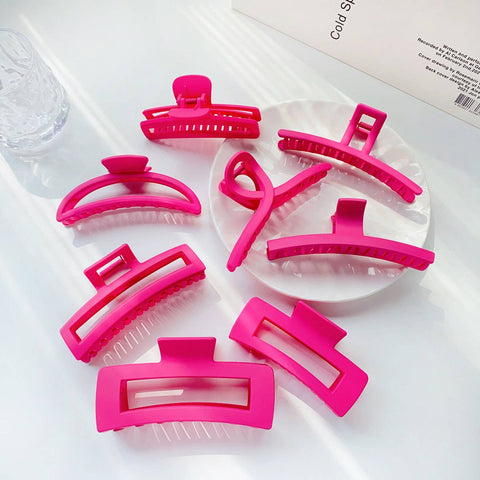 8PCS/SET PINK HAIR CLAW CLIPS_LARGE SIZE_CWAHA0390