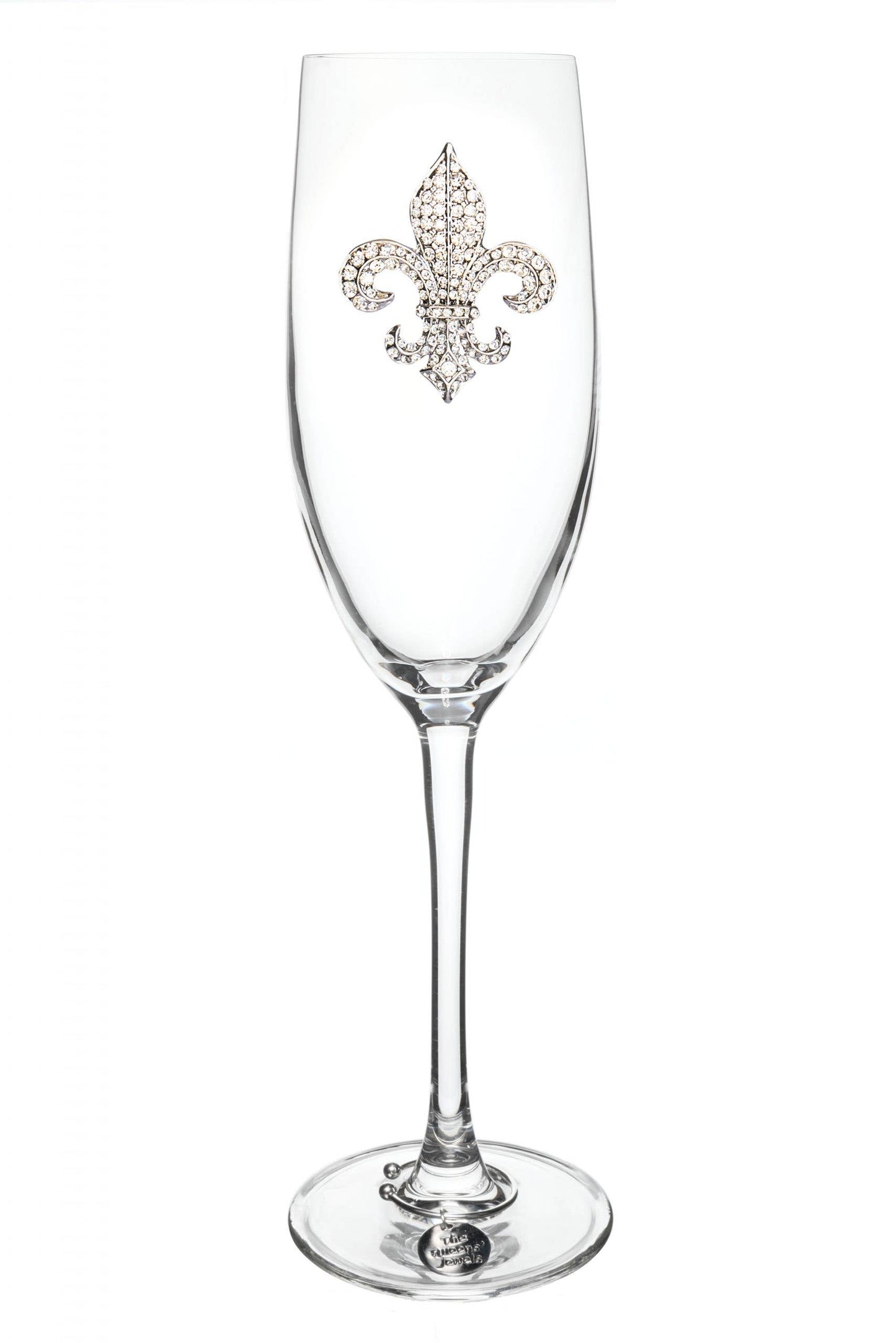 Diamond Fleur de Lis Jeweled Stemmed Champaigne Flute